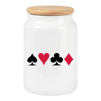 Poker - Jeu de cartes - Boîte à biscuits avec couvercle en bois - blanc - Devant