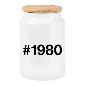 1980 Jahrgang 46 Jahre alt 46. Geburtstag - Keksdose mit Holzdeckel - Weiß - Vorne