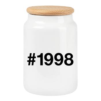 1998 Vintage Hashtag 28 Years 28th Birthday - Cookie Jar with Wooden Lid - white - Front