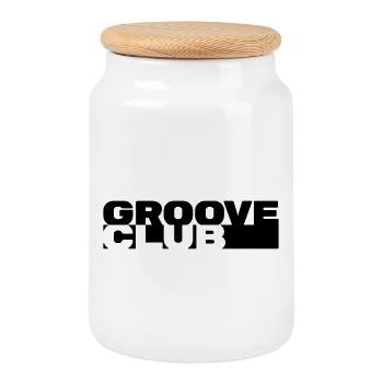 Groove Club - Boîte à biscuits avec couvercle en bois - blanc - Devant