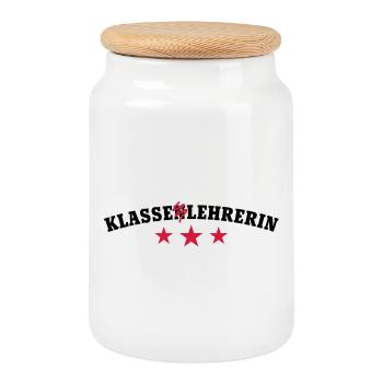 Klassenlehrerin | Klasse Lehrerin - Boîte à biscuits avec couvercle en bois - blanc - Devant