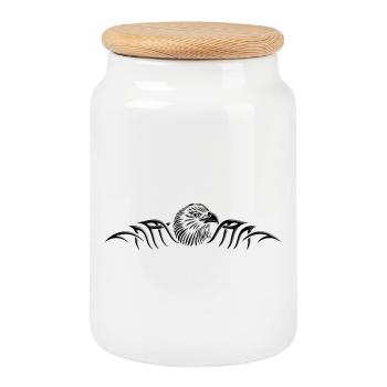 Adlerkopf Tribal Tattoo, black and grey - Keksdose mit Holzdeckel - Weiß - Vorne