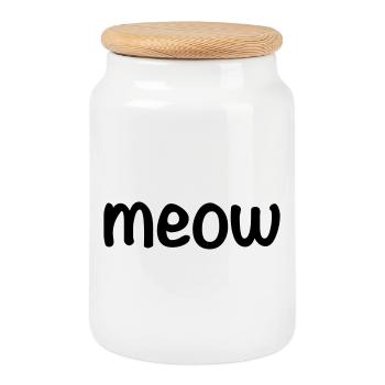 Meow - Boîte à biscuits avec couvercle en bois - blanc - Devant