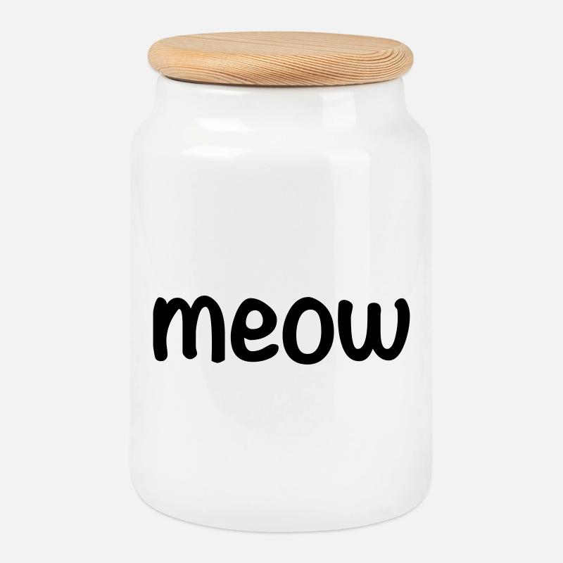Miau - Keksdose mit Holzdeckel - Weiß