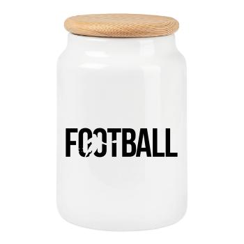 football - Keksdose mit Holzdeckel - Weiß - Vorne