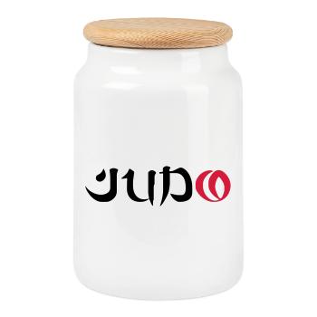 Judo - Boîte à biscuits avec couvercle en bois - blanc - Devant