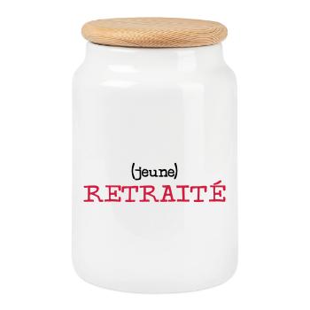 (jeune) Retraité - Boîte à biscuits avec couvercle en bois - blanc - Devant