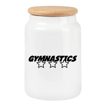 Gymnastics - Cookie Jar with Wooden Lid - white - Front