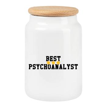 Psychologue / Psychiatre / Travail / Psychanalyste - Boîte à biscuits avec couvercle en bois - blanc - Devant