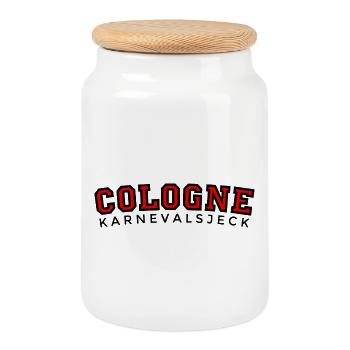 Cologne Karnevalsjeck (rouge) Cologne Kölsch Karneval - Boîte à biscuits avec couvercle en bois - blanc - Devant