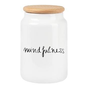 mindfulness - Cookie Jar with Wooden Lid - white - Front
