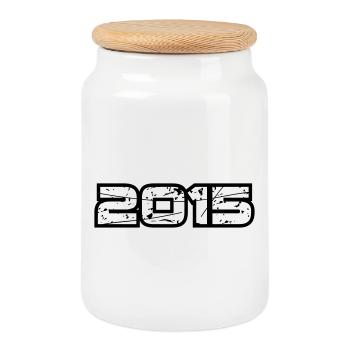 2015 - Cookie Jar with Wooden Lid - white - Front