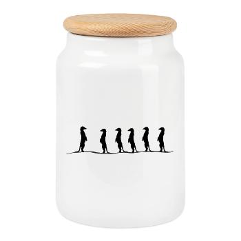 Groupe Erdmaennchen - Boîte à biscuits avec couvercle en bois - blanc - Devant
