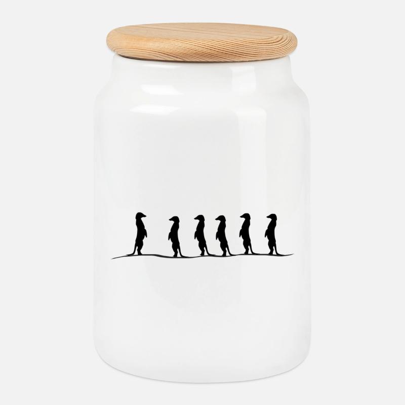 Erdmaennchen group - Cookie Jar with Wooden Lid - white