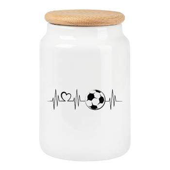fußball liebe soccer love ekg Puls heartbeat logo - Keksdose mit Holzdeckel - Weiß - Vorne