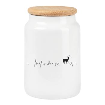 Battement de cœur de cerf - Boîte à biscuits avec couvercle en bois - blanc - Devant