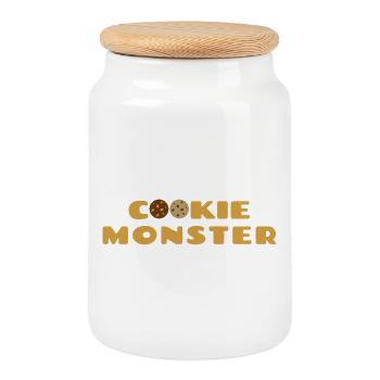 Keks Monster - Cookie Jar with Wooden Lid - white - Front