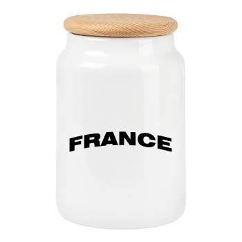 France - Boîte à biscuits avec couvercle en bois - blanc - Devant
