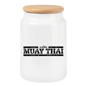 Muay Thai - Keksdose mit Holzdeckel - Weiß - Vorne