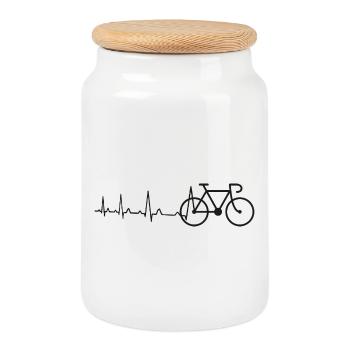 Heartbeat Road Bike - Cookie Jar with Wooden Lid - white - Front