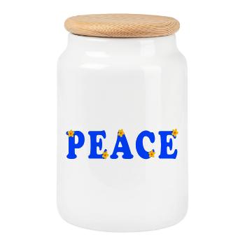 Peace Ukraine, Frieden - Keksdose mit Holzdeckel - Weiß - Vorne