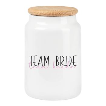 Team Bride Hochzeit Junggesellenabschied Geschenk - Keksdose mit Holzdeckel - Weiß - Vorne