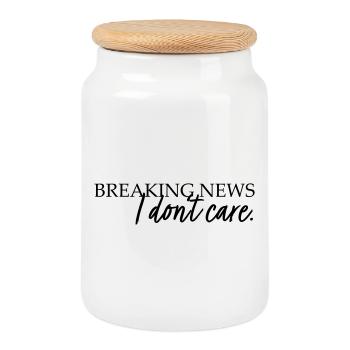 Breaking News. I don't care. - Keksdose mit Holzdeckel - Weiß - Vorne