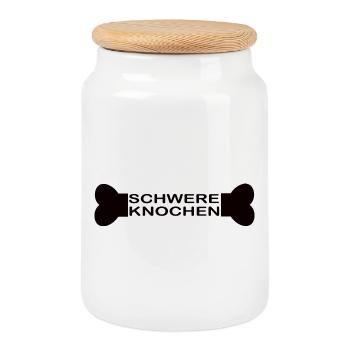 Schwere Knochen schwarz - Keksdose mit Holzdeckel - Weiß - Vorne