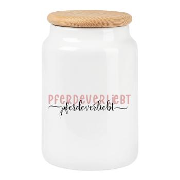 Pferdeverliebt Pferd Pferdemädchen Reiten Geschenk - Keksdose mit Holzdeckel - Weiß - Vorne