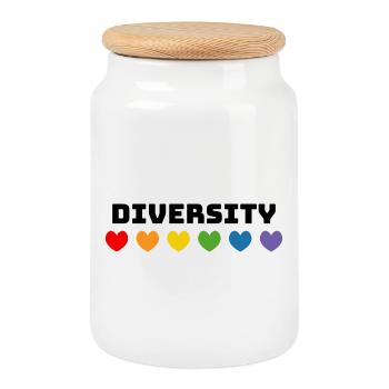 Rainbow Hearts Diversity LGBT lgbtqi queer - Cookie Jar with Wooden Lid - white - Front