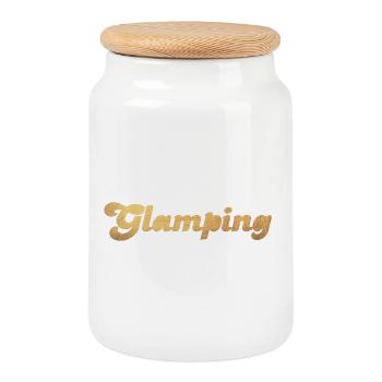 Glamping Gold Camper Camping vibes Van Life Fan - Keksdose mit Holzdeckel - Weiß - Vorne