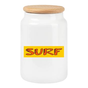 SURF. POISSON. PLAGE. MER. OCEAN. HUMOUR. VACANCES - Boîte à biscuits avec couvercle en bois - blanc - Devant