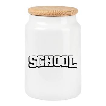 School - Das Schule Design im Highschool Design - Keksdose mit Holzdeckel - Weiß - Vorne
