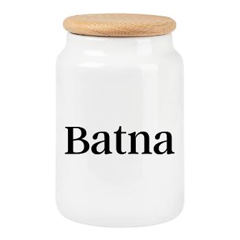 Batna - Boîte à biscuits avec couvercle en bois - blanc - Devant