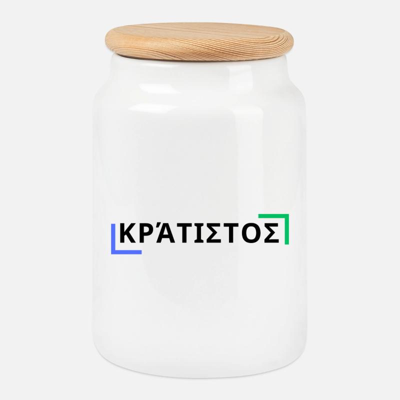 κράτιστος - Der Stärkste - Keksdose mit Holzdeckel - Weiß