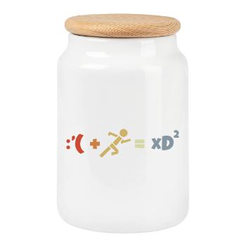 Funny running formula - Cookie Jar with Wooden Lid - white - Front