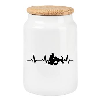 Veterinarian ECG Heart Line - Cookie Jar with Wooden Lid - white - Front