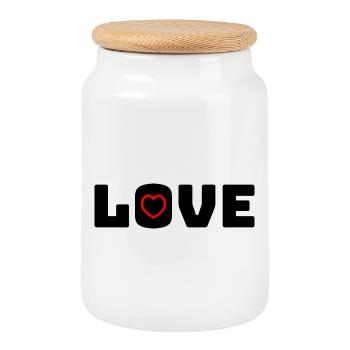 Love Heart red - Keksdose mit Holzdeckel - Weiß - Vorne