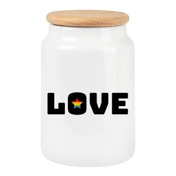 Love Stern Rainbow black - Keksdose mit Holzdeckel - Weiß - Vorne