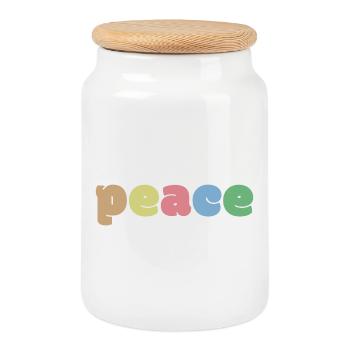Couleurs de la paix - Boîte à biscuits avec couvercle en bois - blanc - Devant