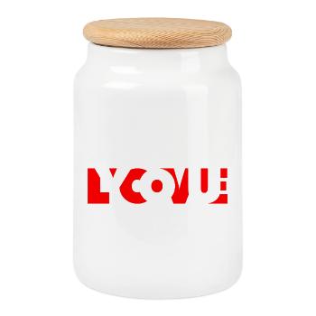 love you - Cookie Jar with Wooden Lid - white - Front