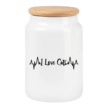 I Love Cats Heart Palpitations - Cookie Jar with Wooden Lid - white - Front