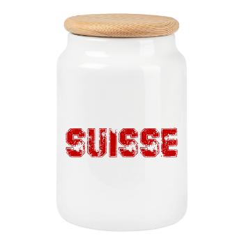SUISSE. PAYS - Boîte à biscuits avec couvercle en bois - blanc - Devant