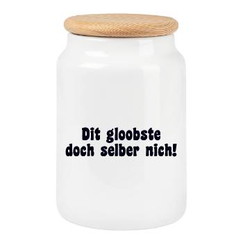 Berlin Saying Dialect Retro - Cookie Jar with Wooden Lid - white - Front