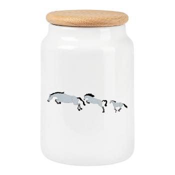 Chevaux en Mouvement Effervescent - Boîte à biscuits avec couvercle en bois - blanc - Devant