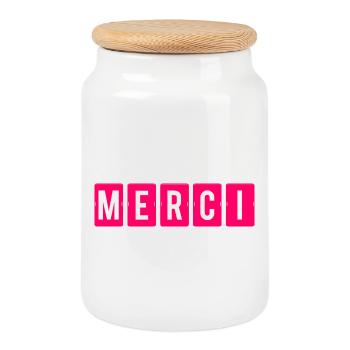 MAÎTRESSE. MAITRE. MERCI. MERCI MAÎTRESSE - Boîte à biscuits avec couvercle en bois - blanc - Devant