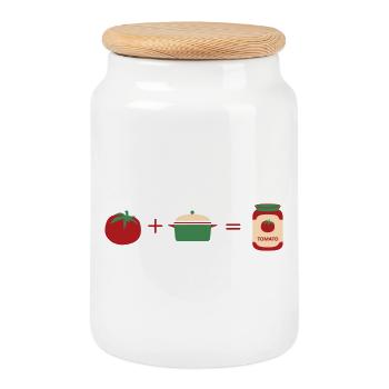 Tomatensauce - Keksdose mit Holzdeckel - Weiß - Vorne