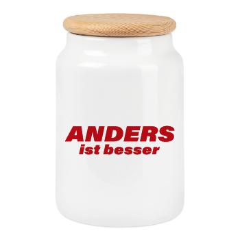 ANDERS IST BESSER - Keksdose mit Holzdeckel - Weiß - Vorne