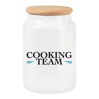 Team Cooking - Keksdose mit Holzdeckel - Weiß - Vorne