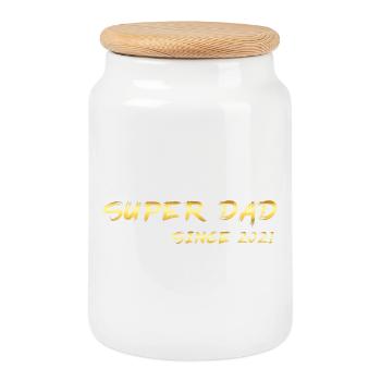 Super Dad since 2021 - Keksdose mit Holzdeckel - Weiß - Vorne